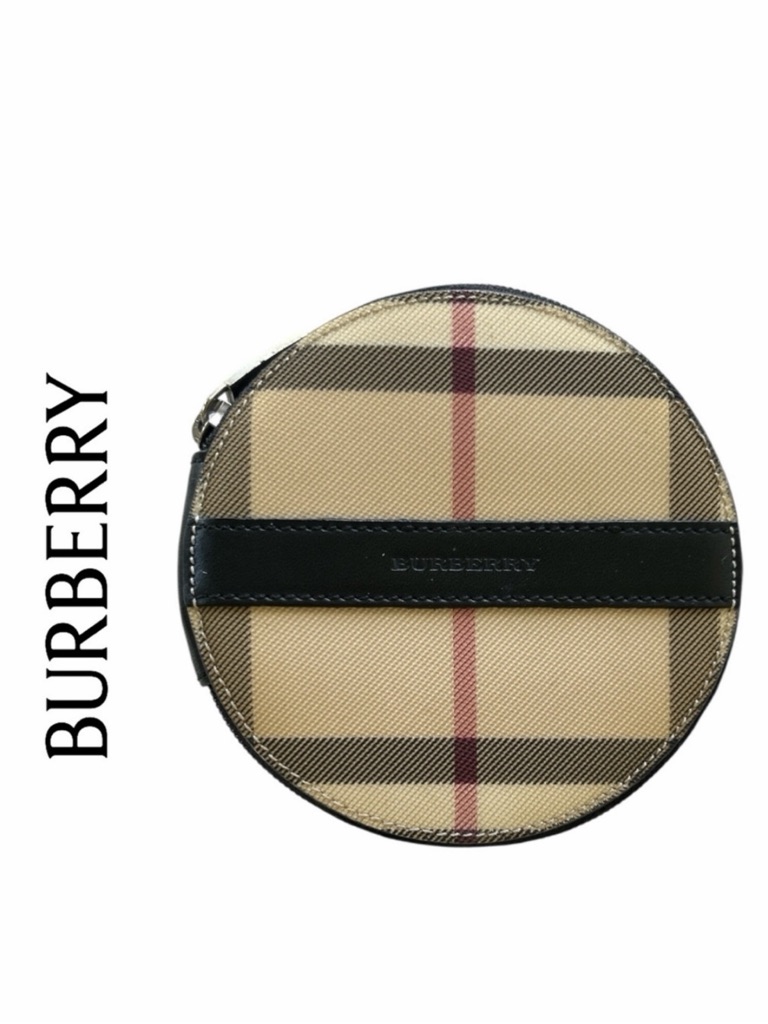 Burberry London Authentic Canvas And Leather Check Zipper Coin Pouch With Coa